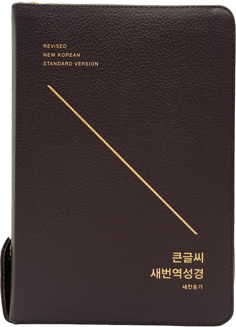 큰글씨 새번역 성경 대합본(RN72EWF, 다크브라운, 새찬송가 합본, 지퍼, 천연우피)