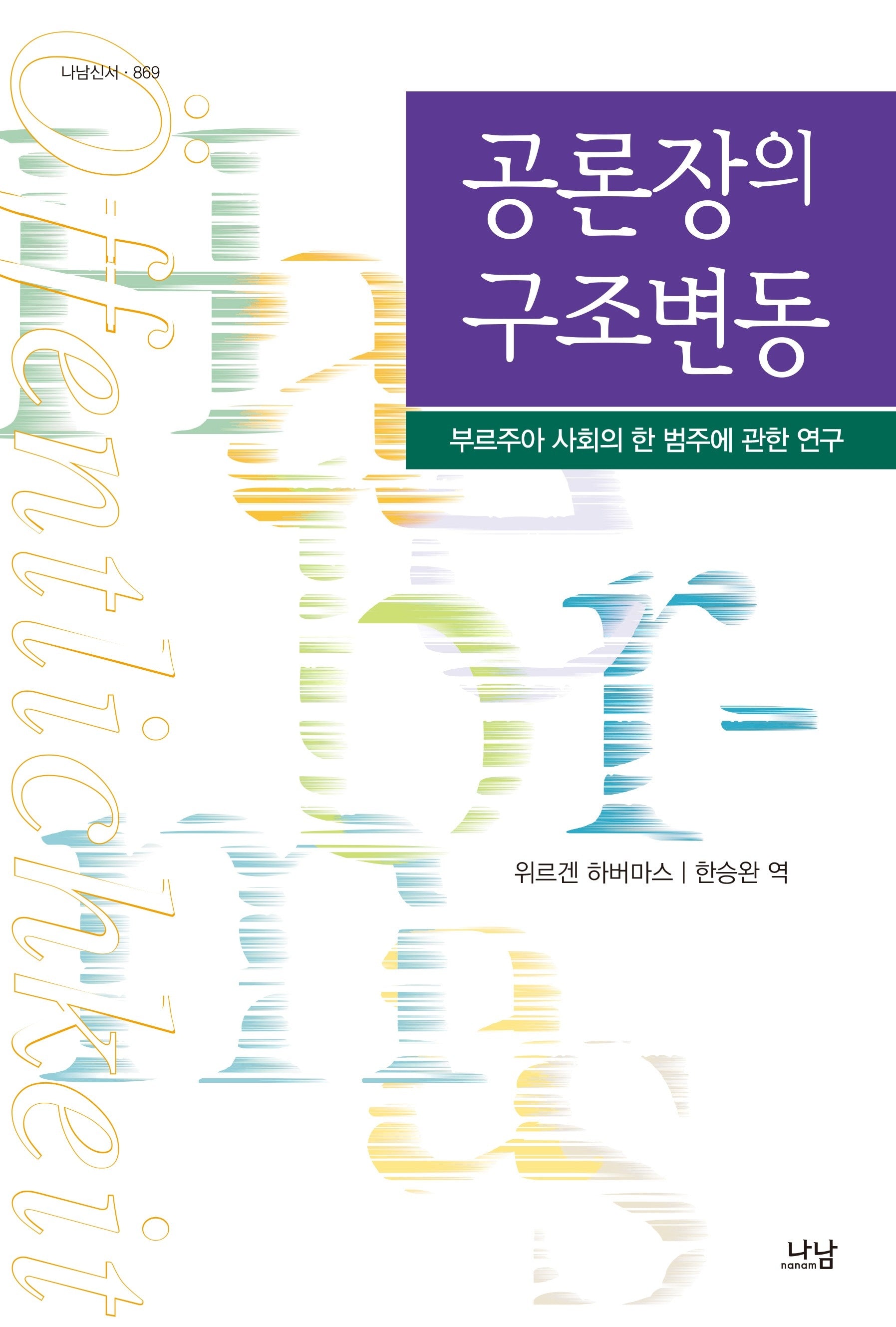 공론장의 구조변동:부르주아 사회의 한 범주에 관한 연구(나남신서 869)