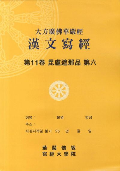 대방광불화엄경 한문사경 11: 비로자나 제육