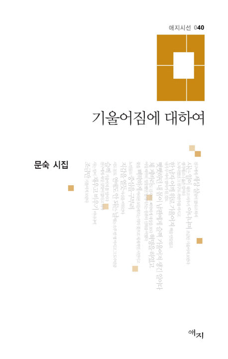 기울어짐에 대하여(애지시선 40)(양장본 HardCover)