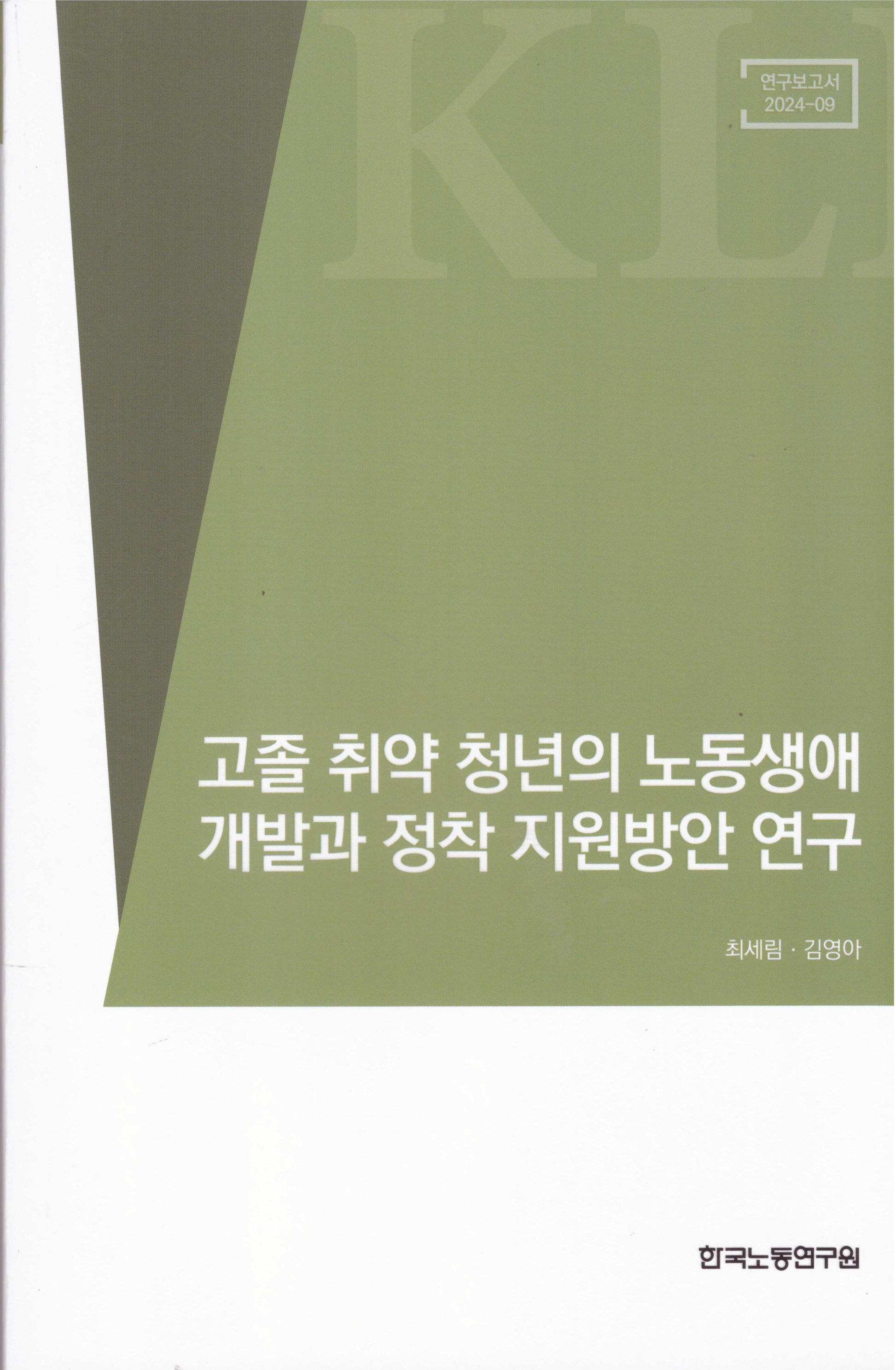 고졸 취약 청년의 노동생애 개발과 정착 지원방안 연구(연구보고서 2024-09)