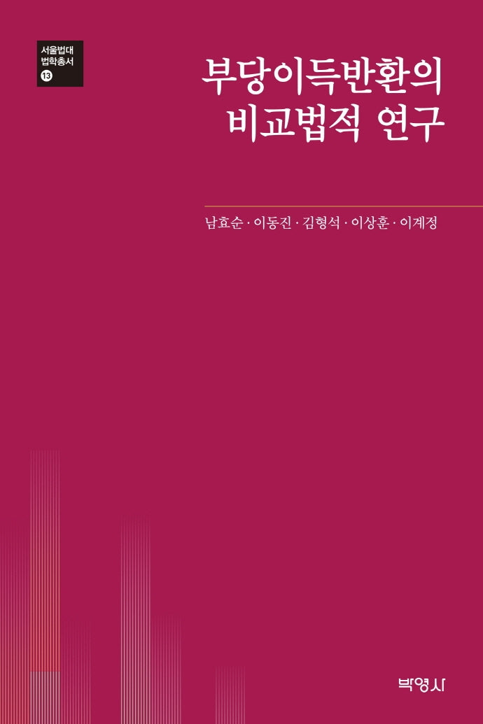 부당이득반환의 비교법적 연구(서울법대 법학총서 13)(양장본 Hardcover)