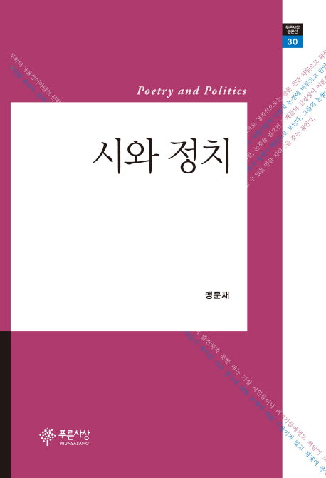 시와 정치(푸른사상 평론선 30)(양장본 HardCover)