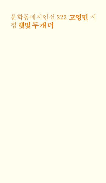 햇빛 두 개 더(문학동네시인선 222)