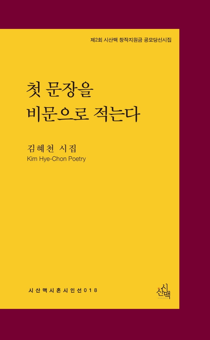 첫 문장을 비문으로 적는다(시산맥 시혼시인선 18)