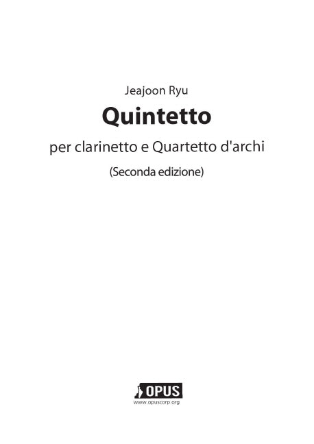 Quintetto: per clarinetto e Quartetto d'archi(2판)
