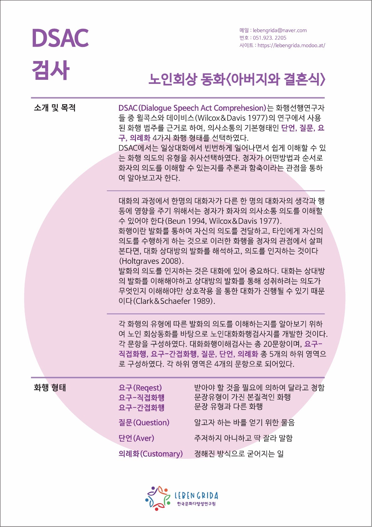 노인회상 동화 아버지와 결혼식 DSAC 검사지